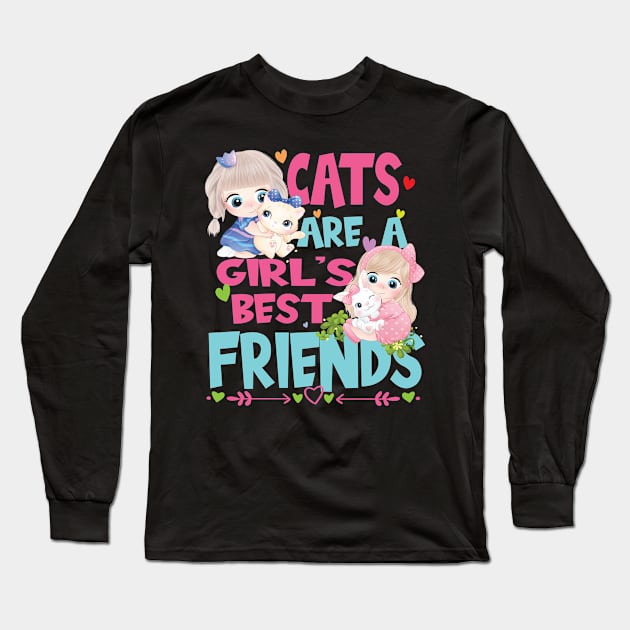 Cats Are A Girls Best Friend - Cat Lover Cat Owner Funny For Any Cat Breed Long Sleeve T-Shirt by Envision Styles